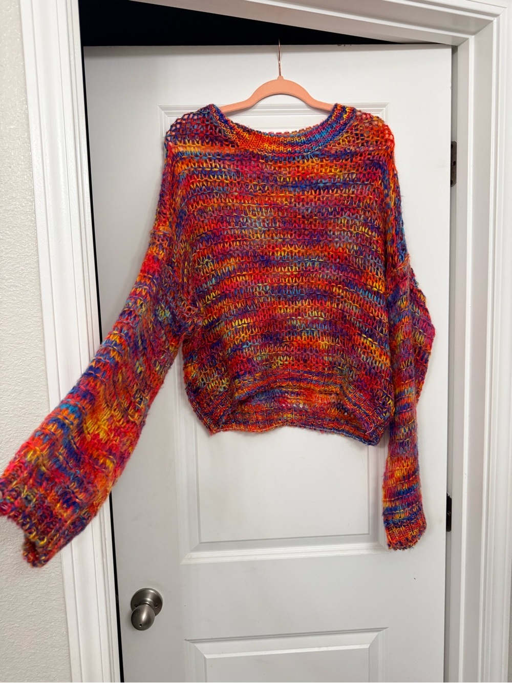 Le Lis Multicolor Open-Weave Crewneck Sweater